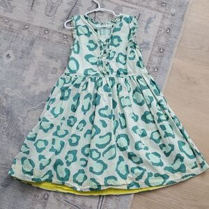 Pink Chicken Girls Vera Dress Milky Green Leopard Animal Print Dress Sz8y